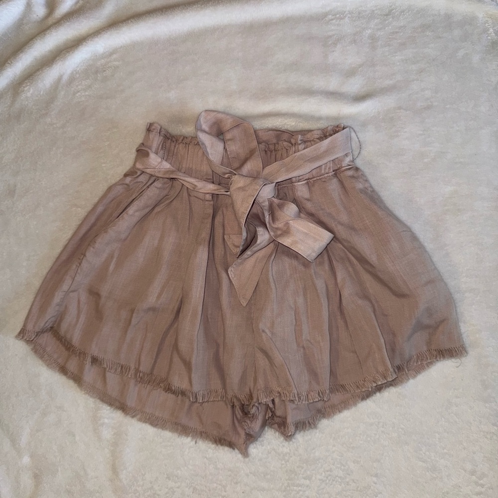 Women's Tan Shorts with Tie Waist